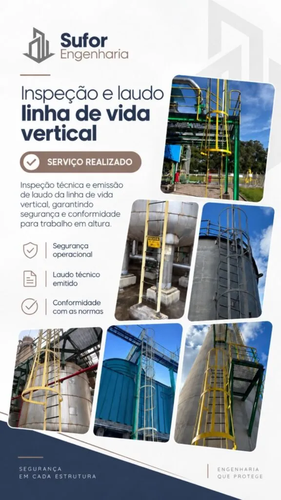 Inspeção e laudo de linha de vida vertical