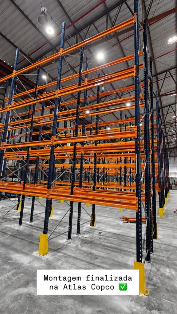 Montagem de estrutura porta-palete finalizada na Atlas Copco