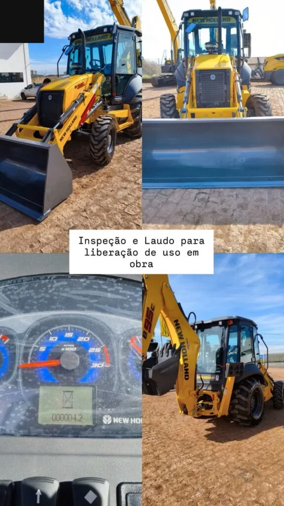 Inspeção de retroescavadeira para liberação de uso em obra
