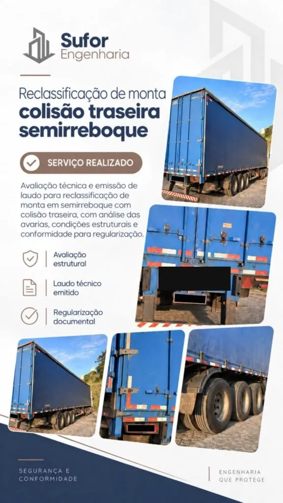 Reclassificação de monta de colisão traseira em semirreboque